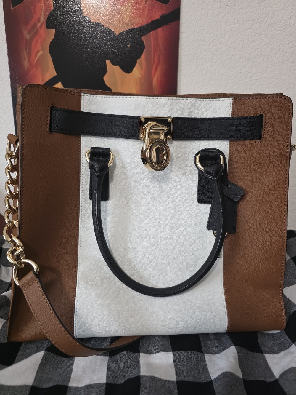 Michael Kors Colorblock Tote Bag - White, Brown & Black